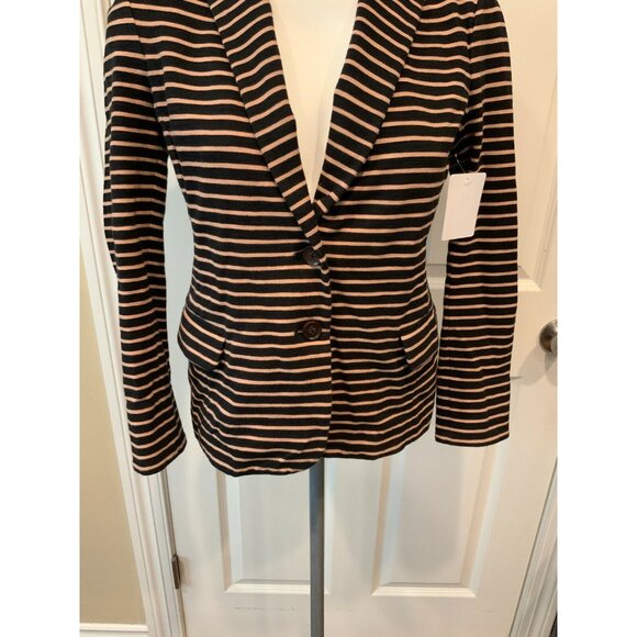 J. Crew Navy Blue and Tan Striped Blazer, Size Small - Picture 3 of 8